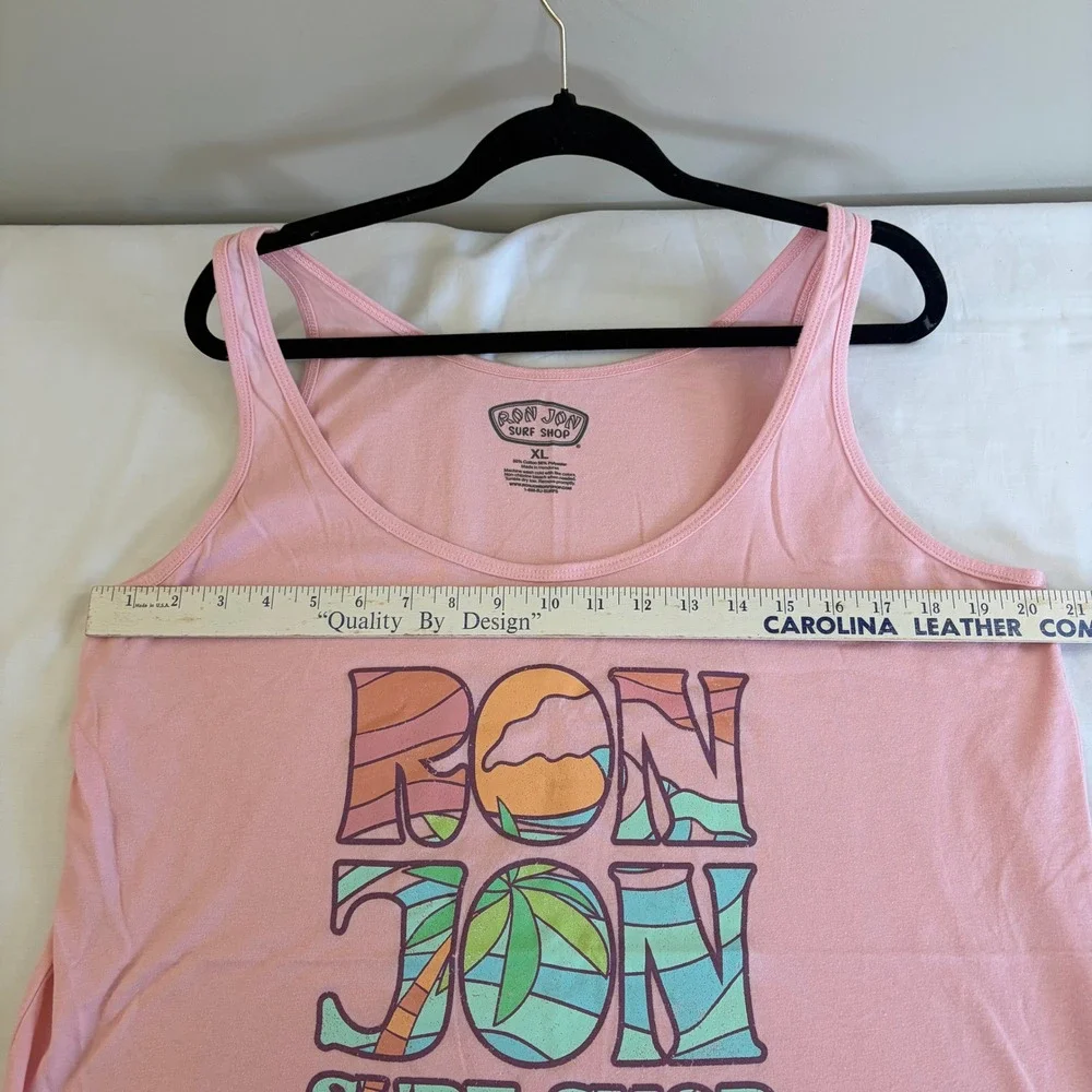 Ron Jon Surf Shop Pink Graphic Tank Top XL Vintage Beachcore Logo Sleeveless